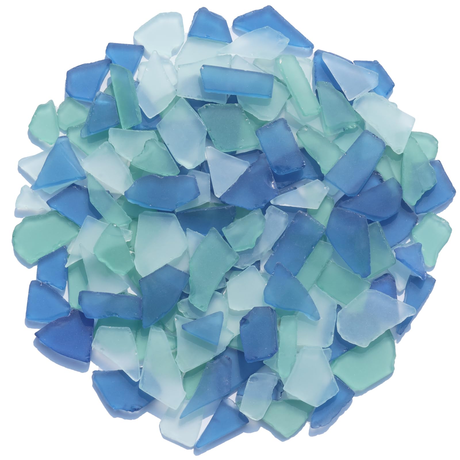 Sea Glass for Crafts - 34oz Frosted Seaglass Pieces - Vase Filler and Aquarium Ornament, DIY Craft Supplies for Art, Beach Weddings, and Home Decor (Blue, Aqua Green, White)