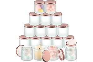 12 Pack Empty Glass Candle Jars for Candle Making with Rose Gold Lids