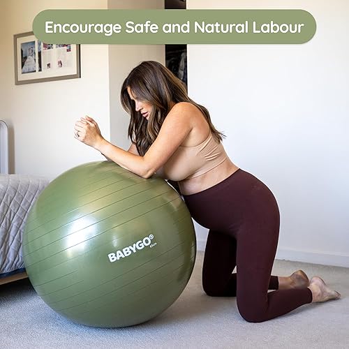 Miniatura 2 de BABYGO Pelota de Parto – Juego de pelota y libro de yoga para embarazo, trabajo de parto y ejercicio con enfoque en trimestres, fisioterapia