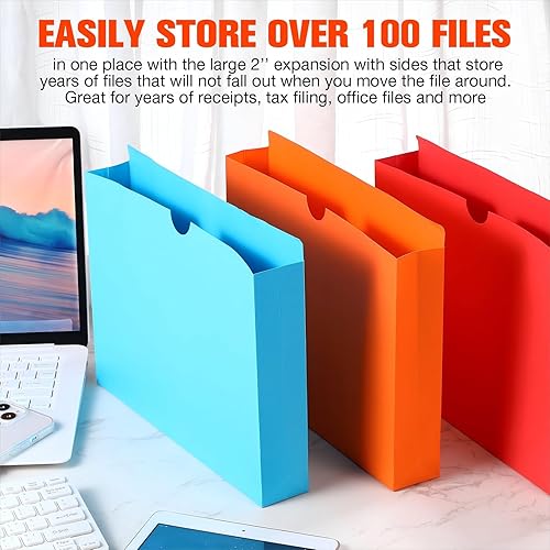 Miniatura 5 de Paquete de 40 carpetas de archivos de 2 pulgadas con bolsillo expandible, carpetas de archivos expandibles, tamaño carta, pestañas de corte recto