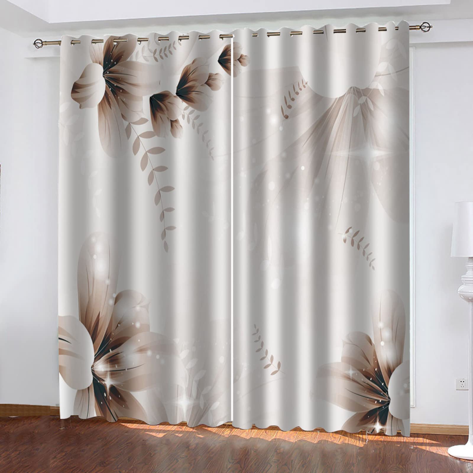 Vorhang Blickdicht Verdunklungsvorhänge Gardienen 2-SetBlume 150x166cm