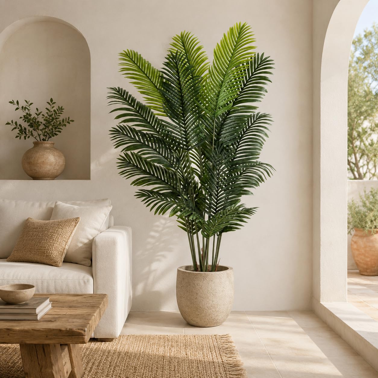 PASCH® Areca Palma Artificial grande (180 cm) - Natural y duradera | Plantas artificiales realistas grandes | Plantas artificiales | Palma artificial | Palma artificial para un ambiente natural