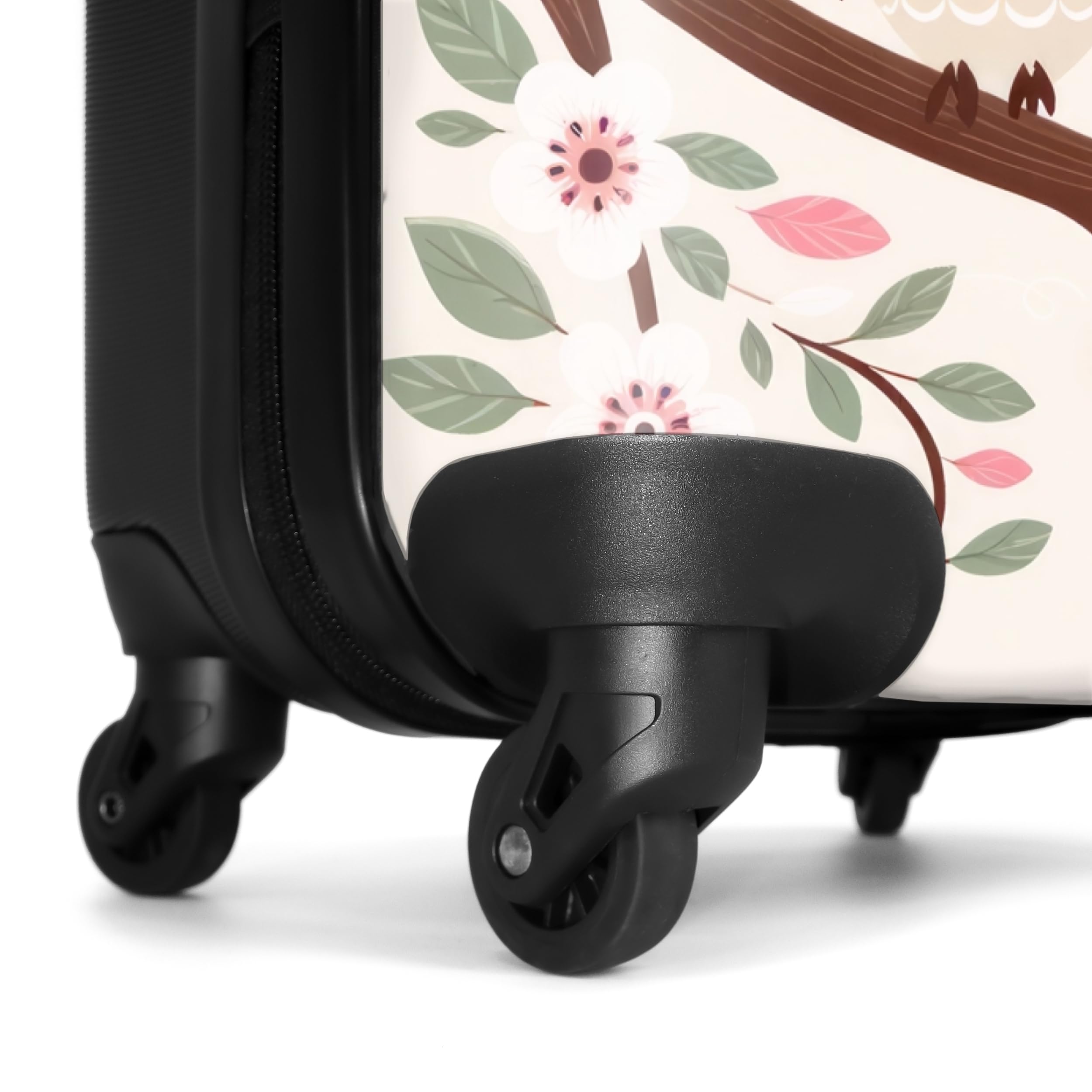 NoBoringSuitcases.com Valise Cabine Enfant Fille - Bagages à Roulette Personnalisable, 55x35x25cm (Hiboux - Pastel)