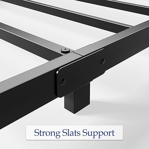 Miniatura 14 de Marco de cama de tamaño matrimonial de 8 pulgadas, marco de cama de plataforma de metal resistente, no necesita somier, sin ruido, fácil montaje,