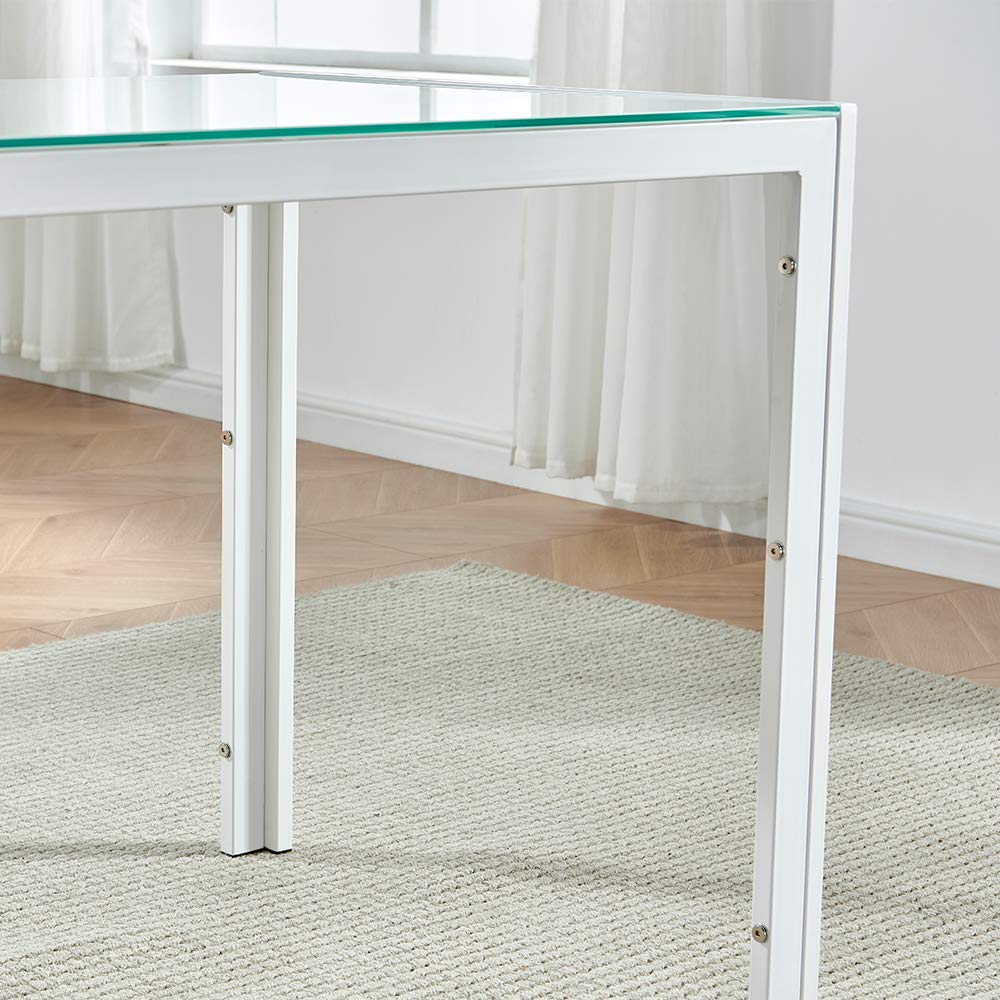 IDS Home Rectangular with Metal Legs for 4/6 Persons Transparent Glass ...