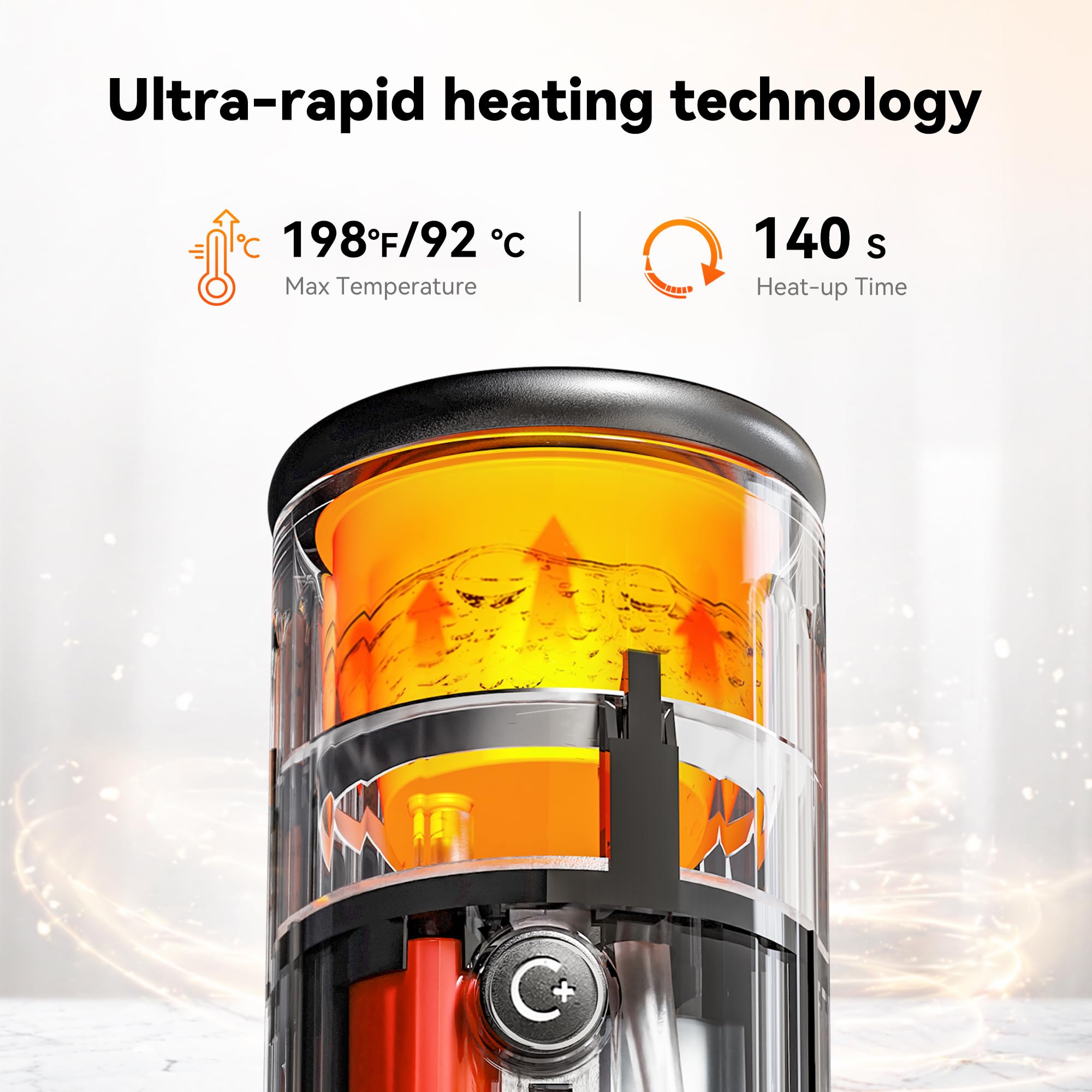 CERA+ Cafetera Espresso Portátil Autocalentable,Cafetera Portátil Cápsulas Café Molido,Máquina de Café Portátil 20 Bar,8 Tazas por Carga,3×4500mAh,Cafetera Eléctrica para Camping,Oficina,Viajes Coche