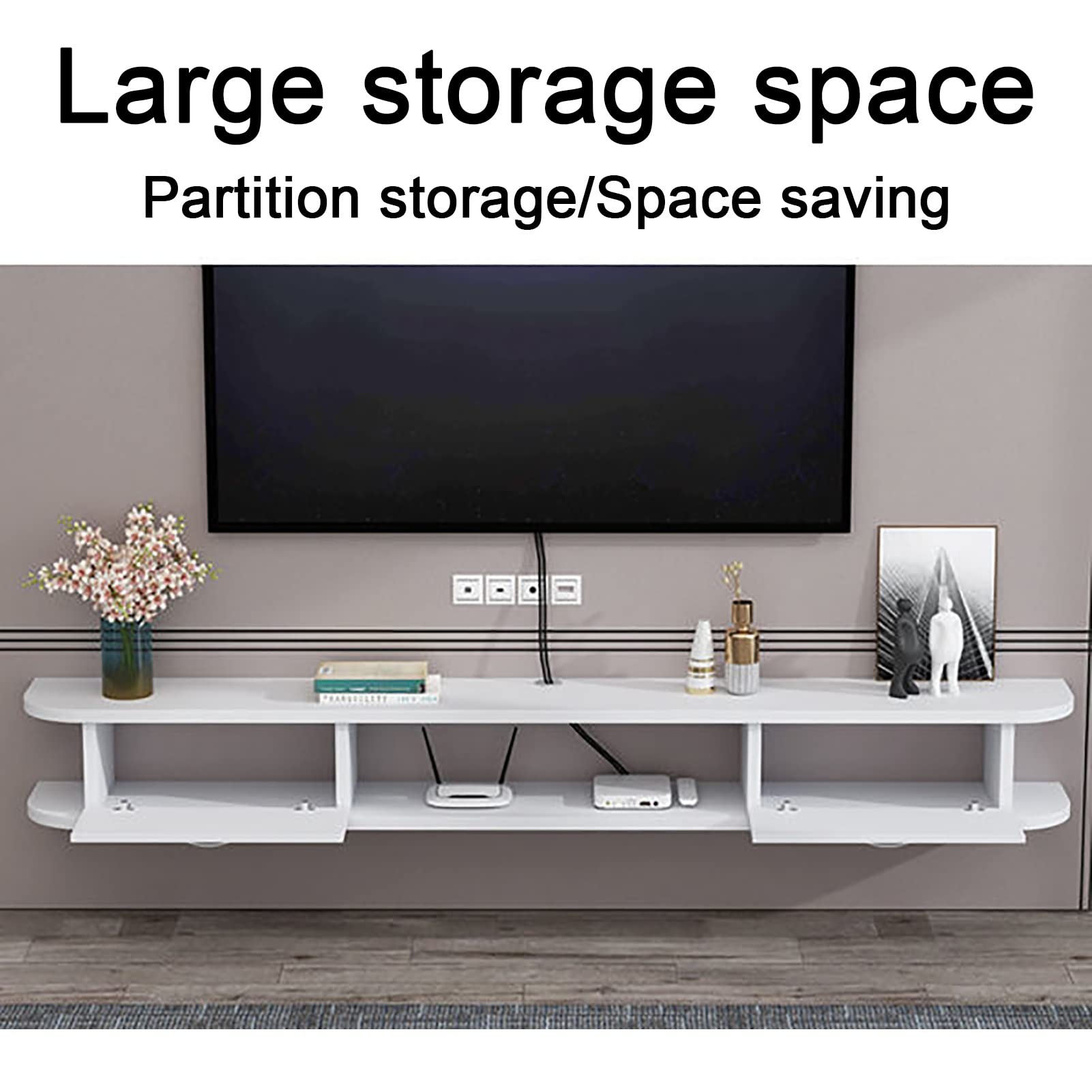 Supporto da parete in legno per TV, supporto per console multimediale per console audio/video, scatola per cavi, dimensioni 100 x 22 x 18,4 cm