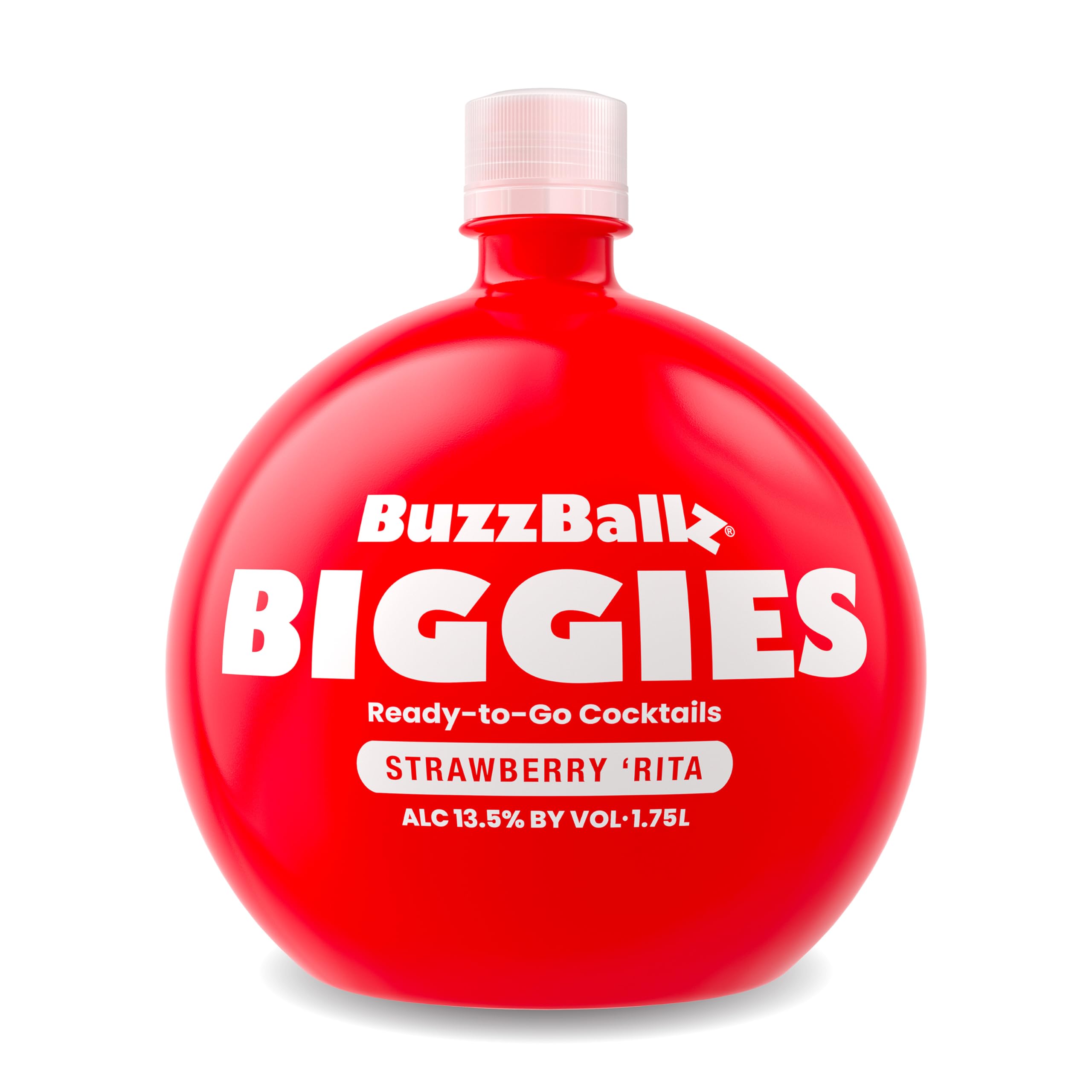 BuzzBallz BIGGIES Strawberry Rita, Ready to Drink Margarita, 13.5% ABV, 1.75L, Pre Mixed Cocktail Made from Vodka with Strawberry, Citrusy, Sweet and Fruity Notes, with Natural Flavours