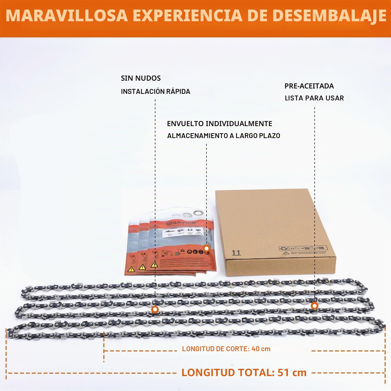 3×Cadenas de Motosierra 3/8"LP para Espadas de 40cm 56 Eslabones, 1,3mm compatible con Oregon, Makita, Einhell, Dolmar, Husqvarna y muchas más