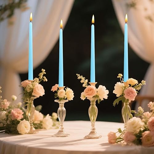 Miniatura 10 de Juego de 4 velas cónicas negras de 10 pulgadas, candelabros altos, sin goteo y sin humo, velas de cena en casa, fiesta, boda, Halloween, velas de