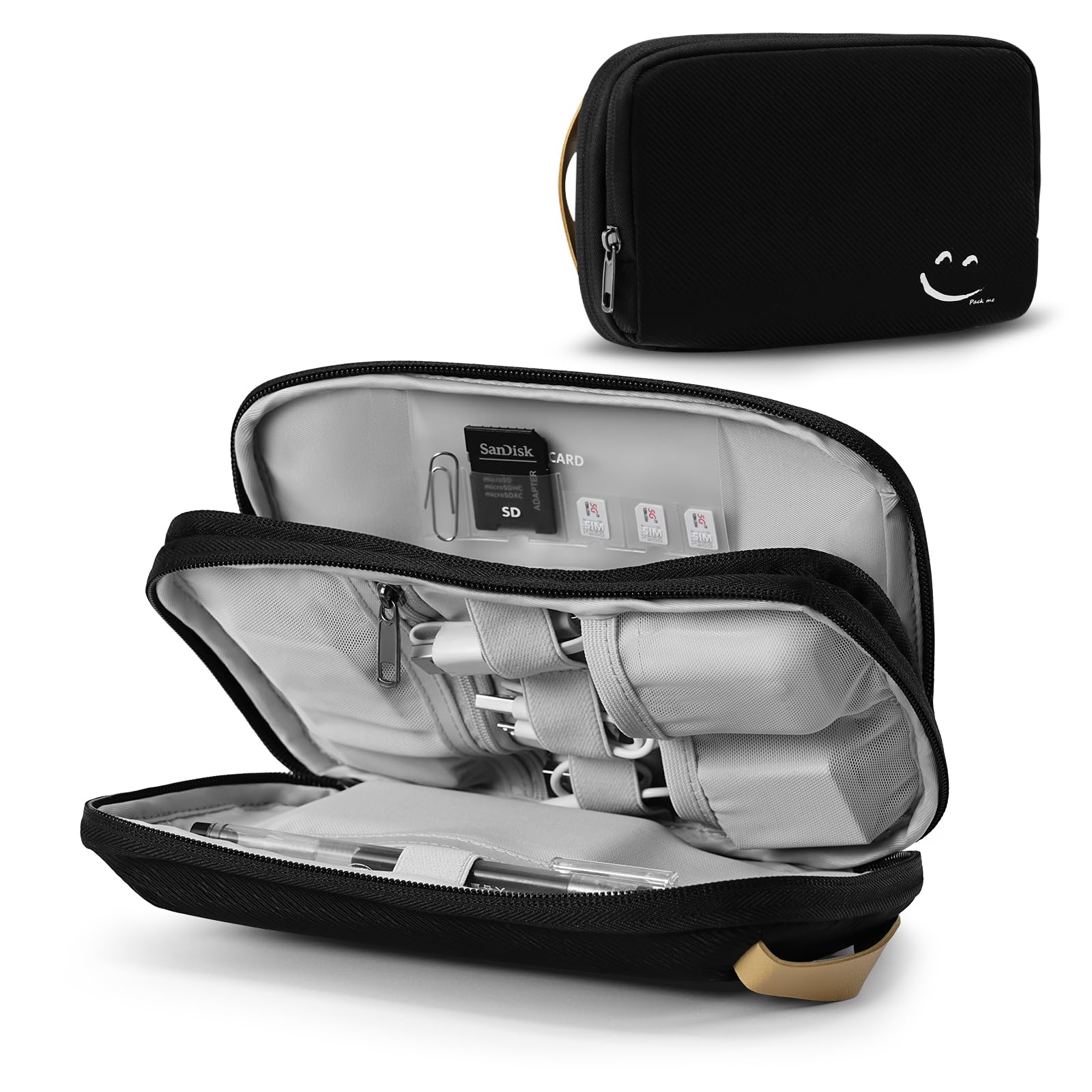 Travel Accessories Bag, Electronic Organizer Travel Case, Water Resistant Accessory Bag Cable Organizer Bag for Cords, Chargers Phone, SD Card, USBs (Black)