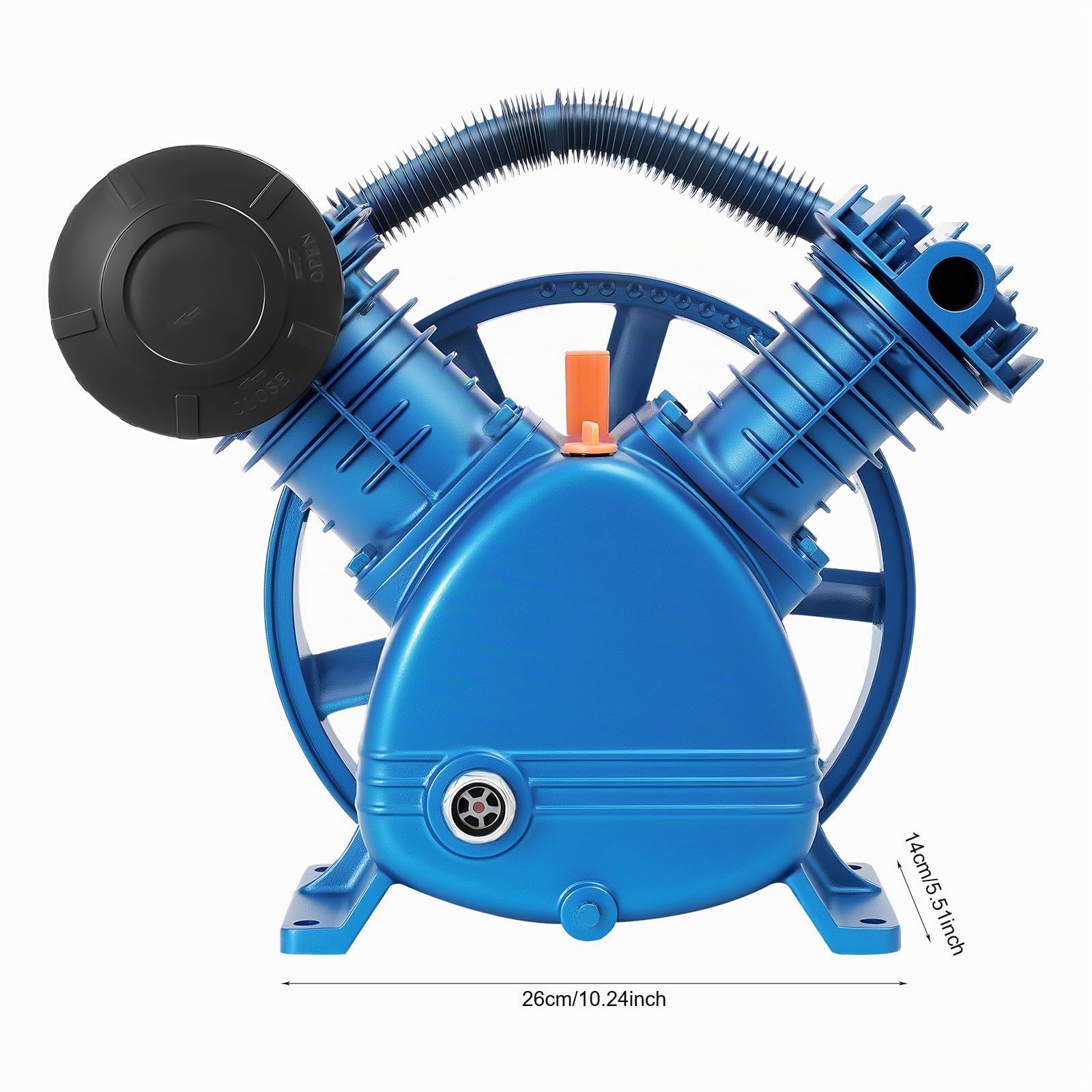 5,5 HP en forma de V de doble cilindro, compresor de aire agregado, 12 bares, aire comprimido de doble etapa 4000 W, 1440 rpm