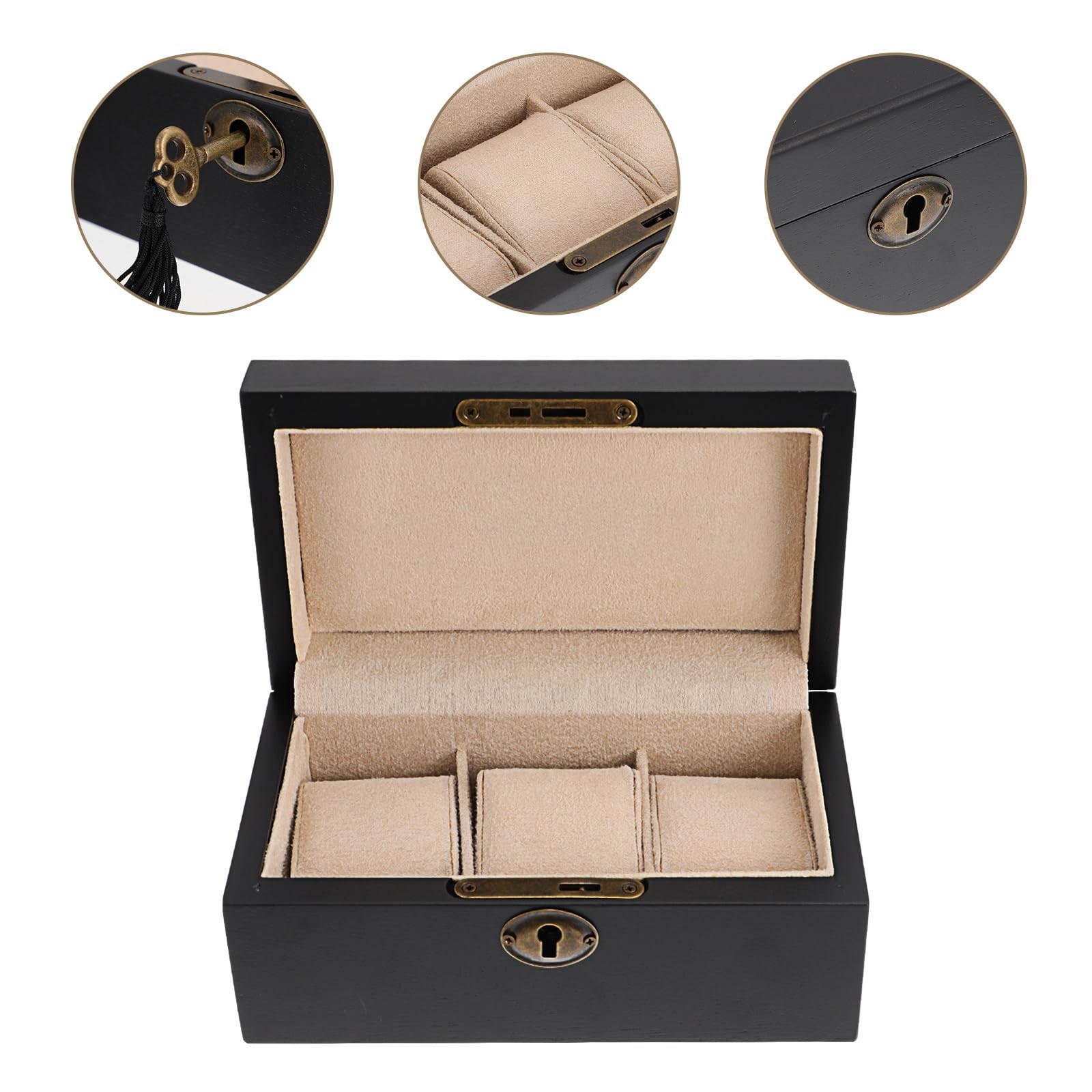 INOOMP Caja de Reloj de Madera Negra para Guardar y Exhibir Relojes