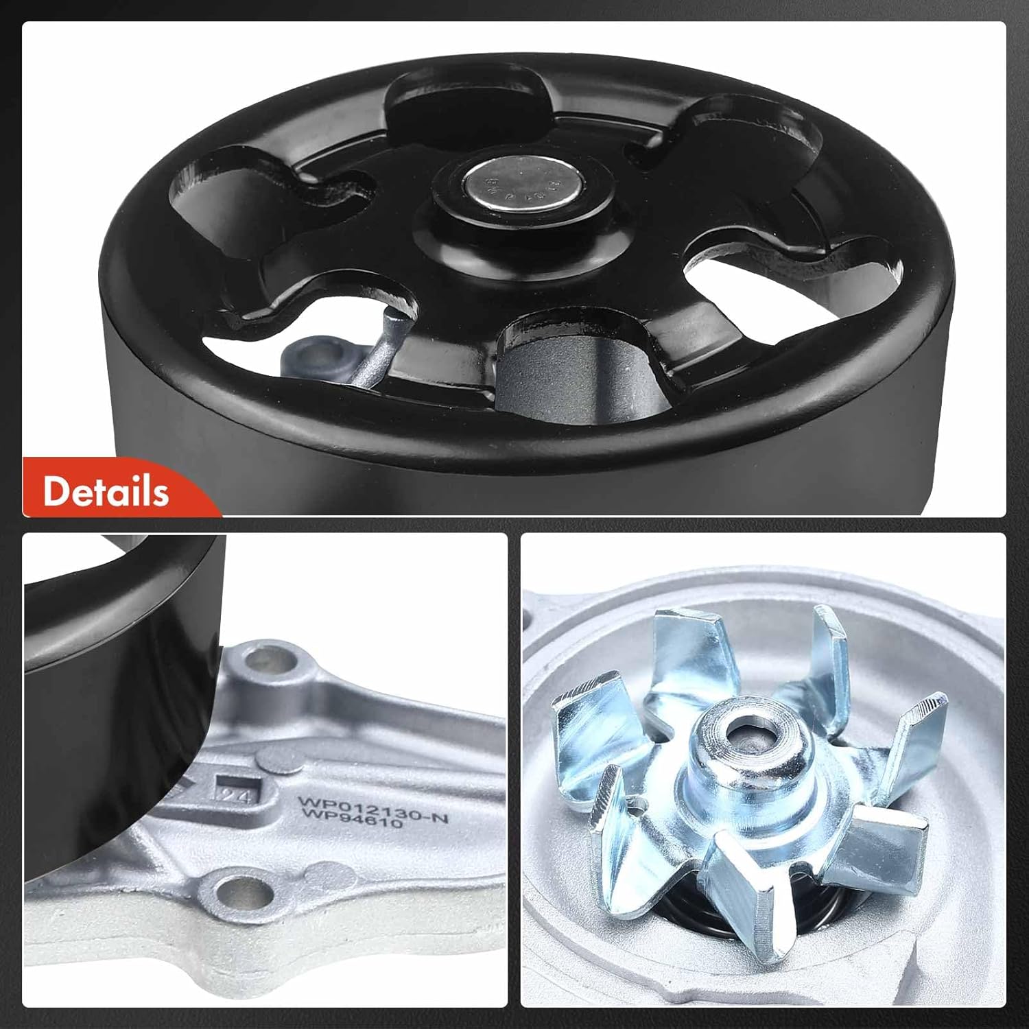 A-Premium Engine Water Pump Compatible with Acura CSX 2008-2009 - 2.0L, TSX 2004-2008 - 2.4L & Honda Accord 2003-2007, CR-V 2007-2009, Element 2003-2011 - 2.4L, DOHC for# 19200RAD003, 19200RAAA01