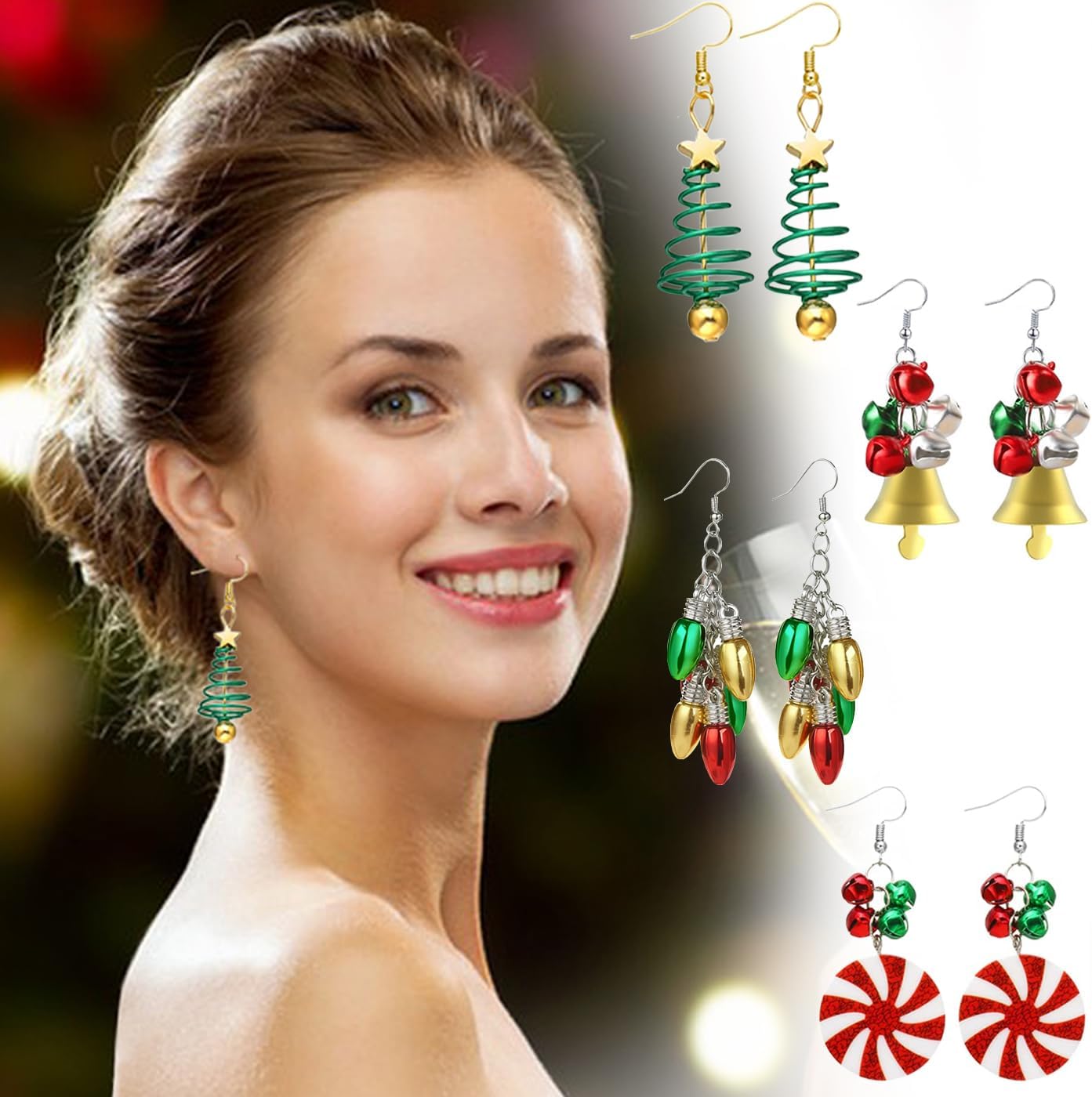 24 Pairs Christmas Earrings for Women Bulk Xmas Holiday Dangle Earrings Christmas Stud Tree Snowflake Earrings Cute Christmas Set Party Jewelry Gifts - Image 5