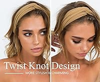 Vista 4 de Huachi Diademas para mujer con nudos torcidos, bandas elásticas bohemias para el cabello, antideslizantes, para niñas, turbante entrecruzado, liso