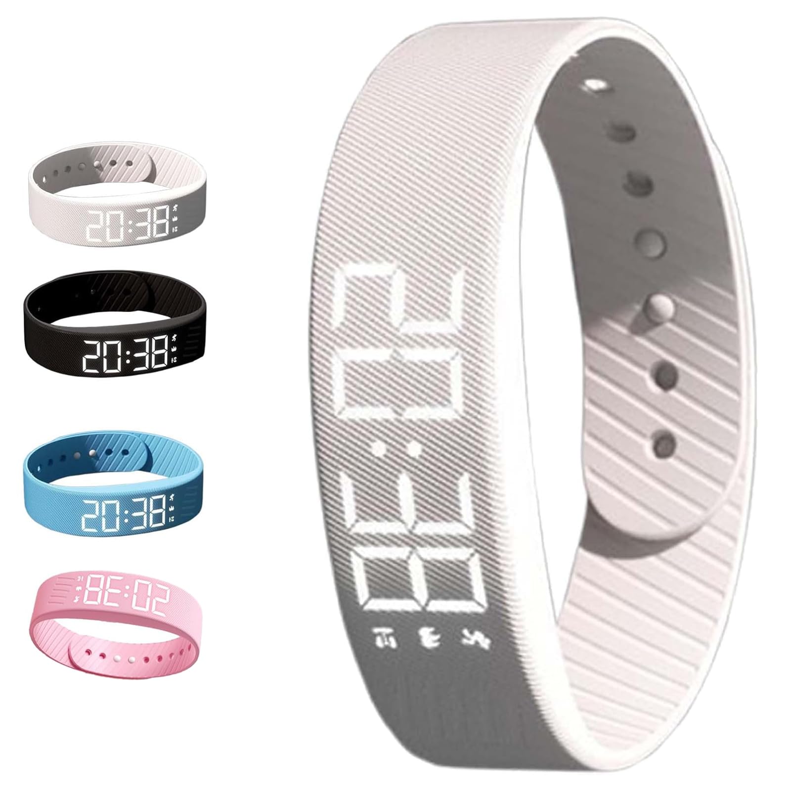 Alarms Clock Watch, Alarm Bracelet, 2025 Silent Vibration Wake Up Wristband for Deep Sleepers, Snooze‑Free Smart Alarm for Men & Women (White)