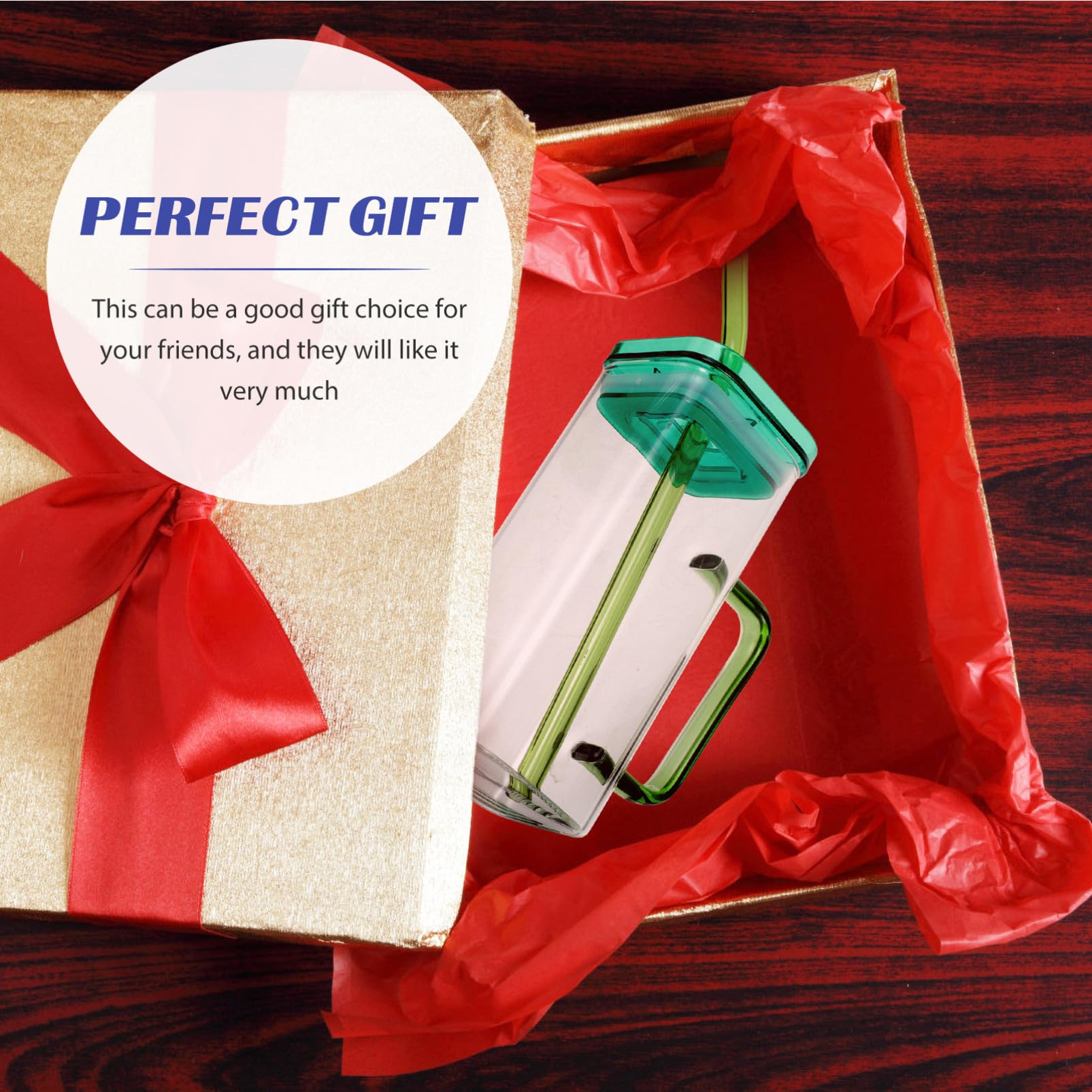 MOLUCKFU Square Glass Cup Handles Borosilicate Drinking Glass Set Iced Cup Straw for Drinks