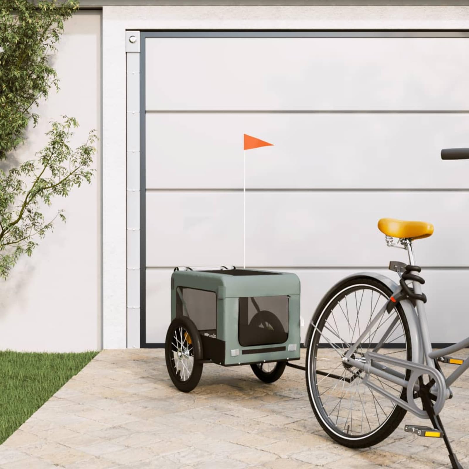 Vopese Pet Bike Trailer, Foldable Pet Pushchair with Oxford Fabric and Iron Frame, 28L Capacity for Small Dogs and Cats