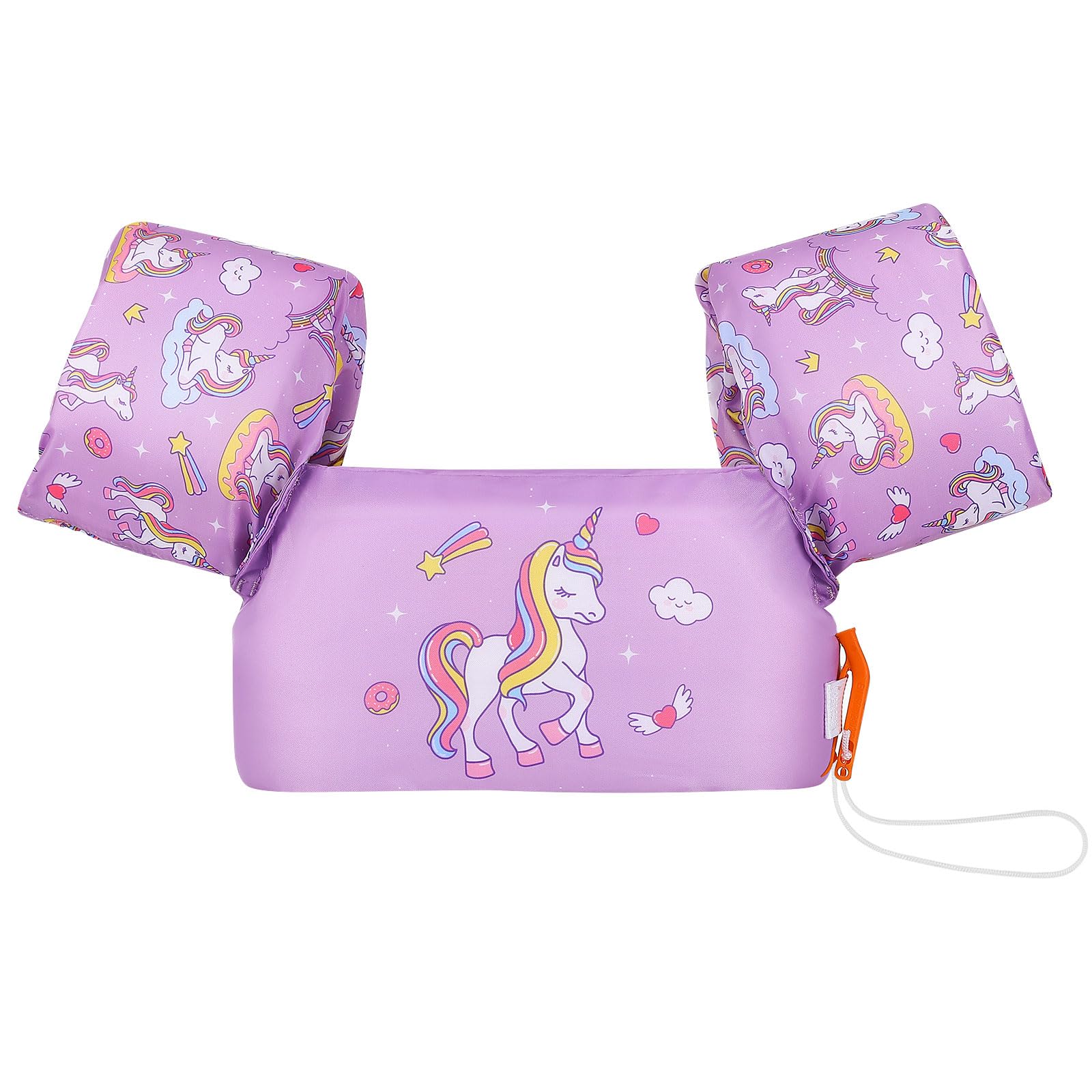 MoKo Swim Arm Band for Kids, Children Swim Vest Cute Cartoon Swimming Wings Pool Floats Sleeve Toddlers Water Device Beach Sports Learning Swim Training Equipment, Purple & Unicorn — image 1
