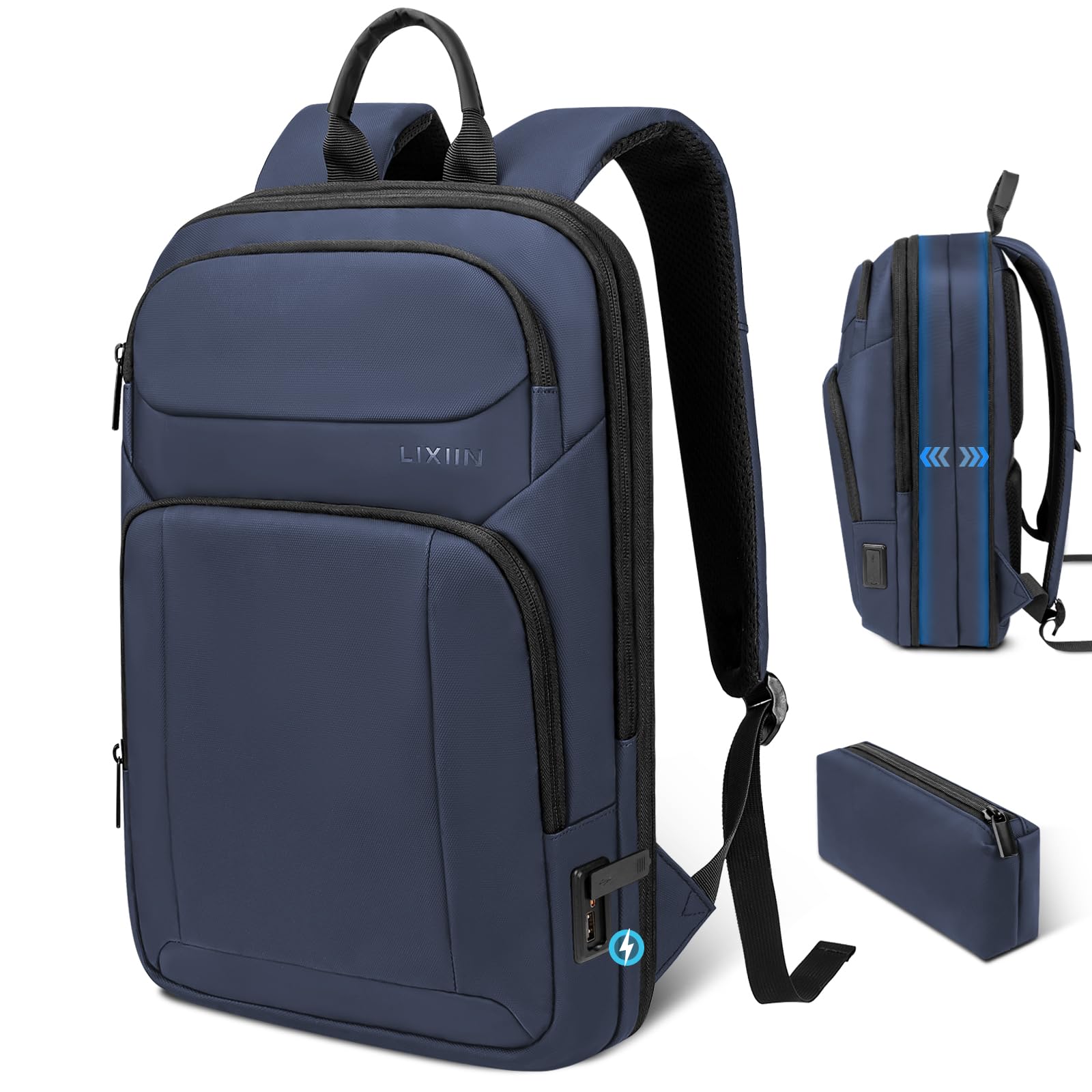 Backpack for Men Slim & Expandable Travel Laptop Backpack with USB Charging Port Water Re…