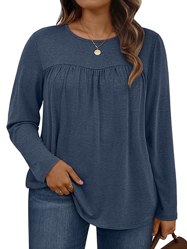 WYNNQUE Womens Plus Size Tops Long Sleeve Shirts Dressy Casual