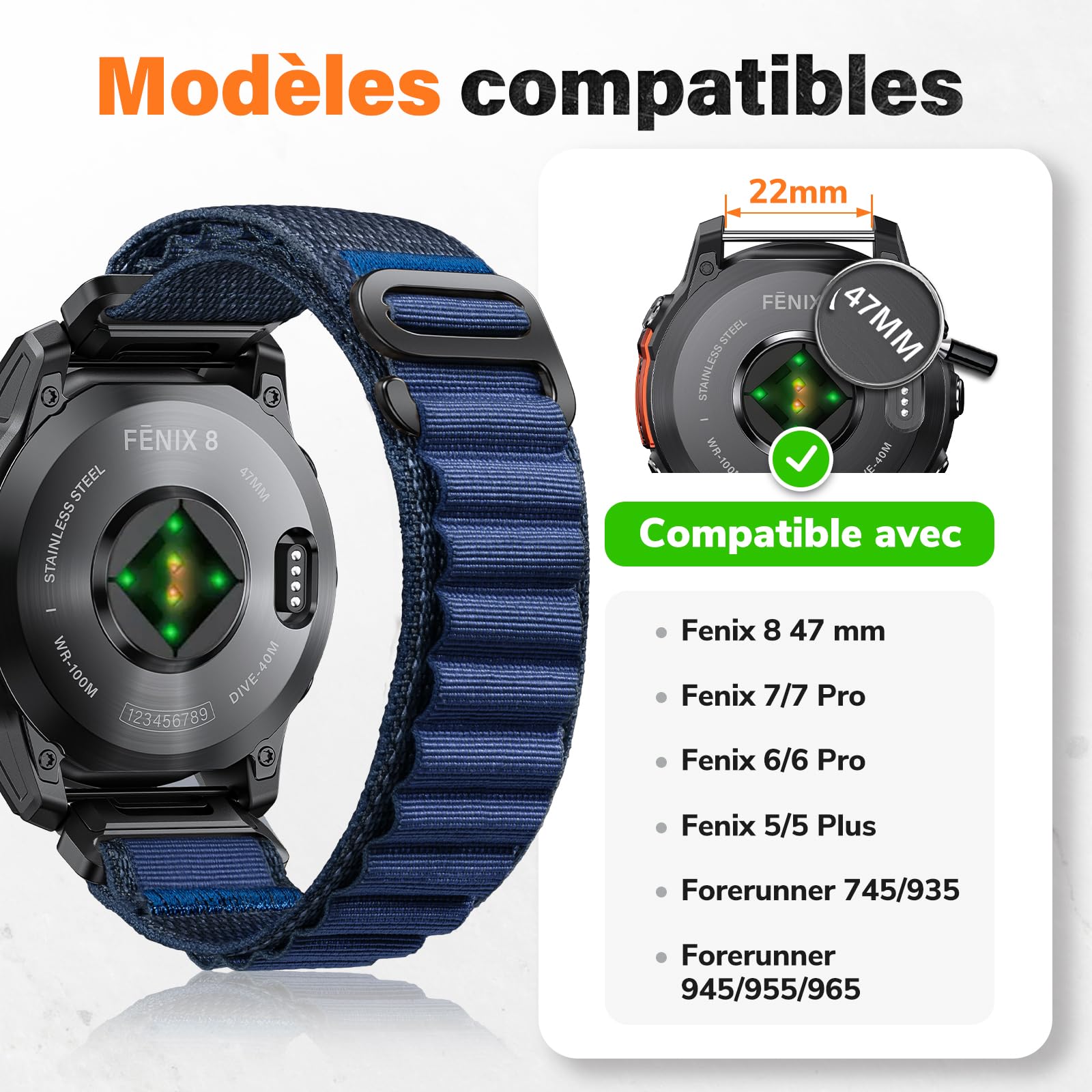 Bracelet Silicone 22mm Quickfit Azur Pour Garmin Fenix 7/6/5, Forerunner 955/965, Epix Gen 2, Instinct 2 – Confort & Style