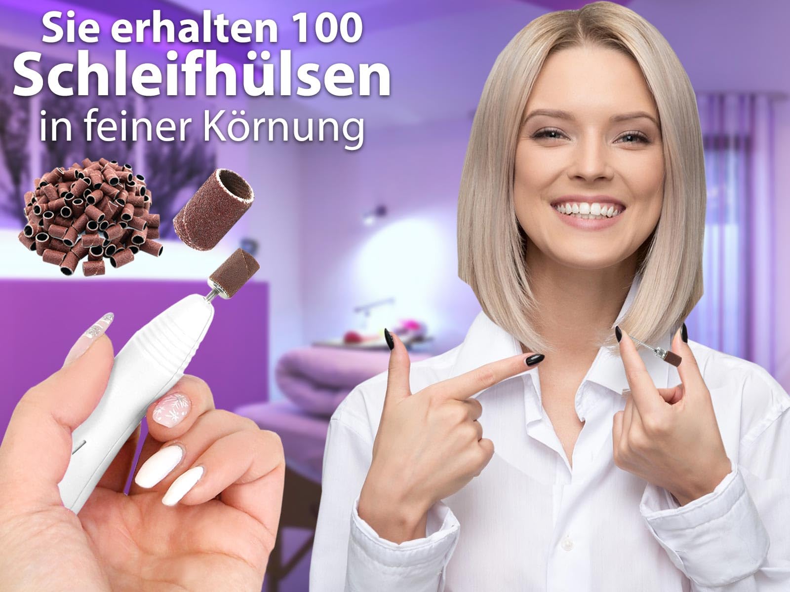Fußpflegegeräte Set mit 100 Schleifbänder in feiner Körnung