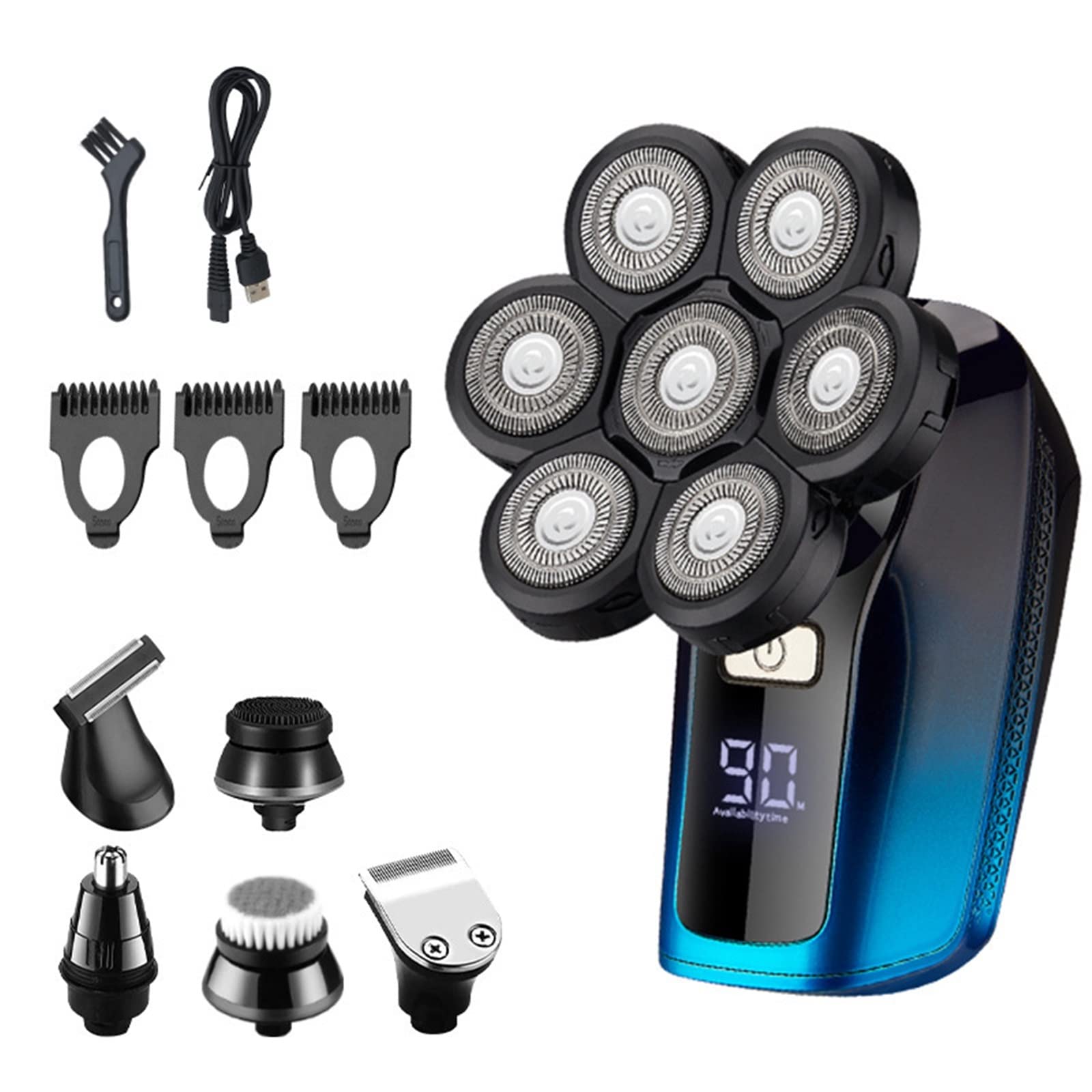Electric Razor for Men 6 In 1 Electric Shaver Independently 7 Heads Floating Cutter Head Waterproof Digital Display