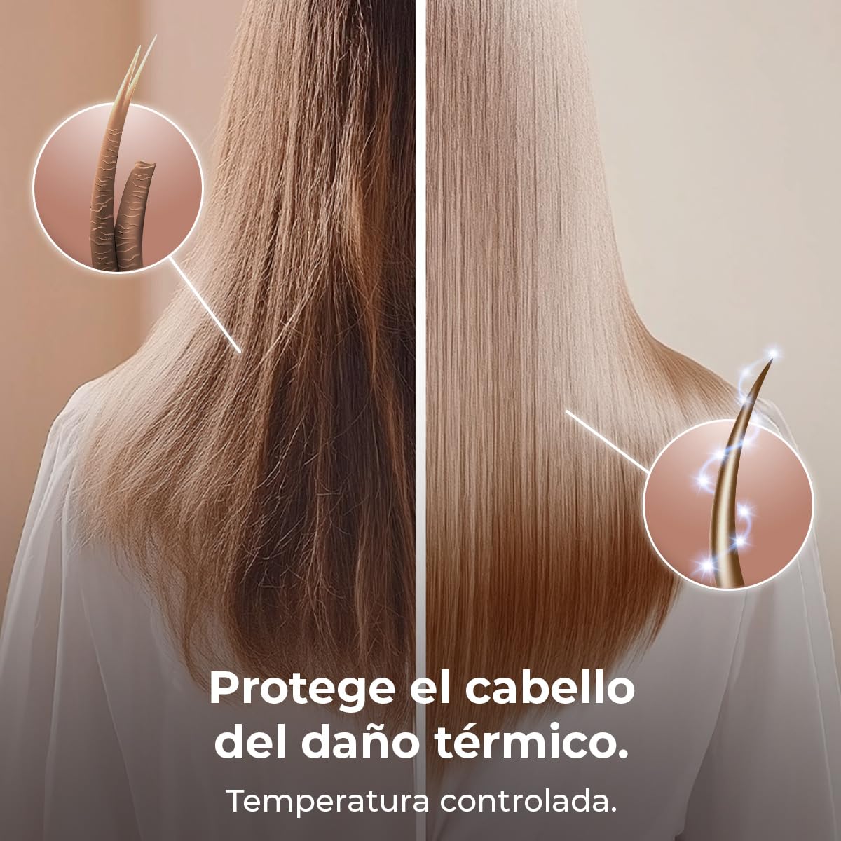 Cecotec Secador de Pelo Brushless de Última Generación DryGlam Nano Plasma Champagne. Potencia de 110,000 RPM y 1600W, Función de Plasma, Gran Flujo de Aire, Duradero, 3 Temperaturas y 3 Velocidades