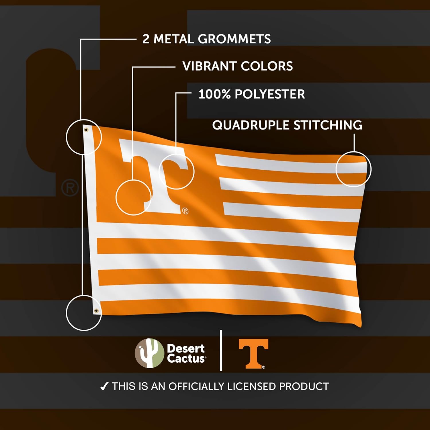 Desert Cactus University of Tennessee Indoor and Outdoor 100% Polyester University Flag Banner, 3x5 Feet Volunteers (Nation) - Image 4