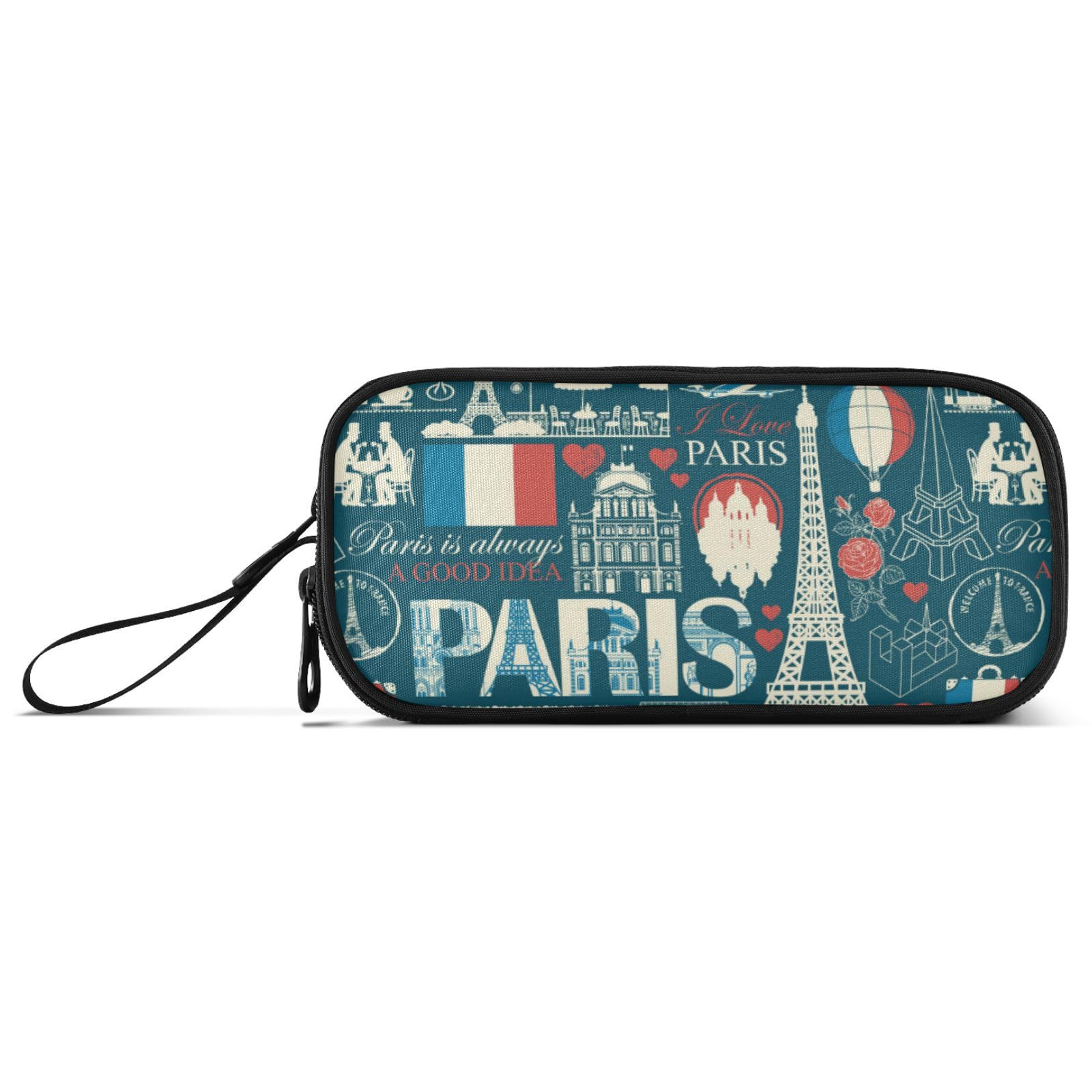 Large Pencil Case, Big Capacity Pencil Bag Pen Pouch Holder 3 Compartments, France and Paris Themed School Office Supplies Stationery Makeup Bag Storage Organizer for Students Girls Boys Women โ image 1