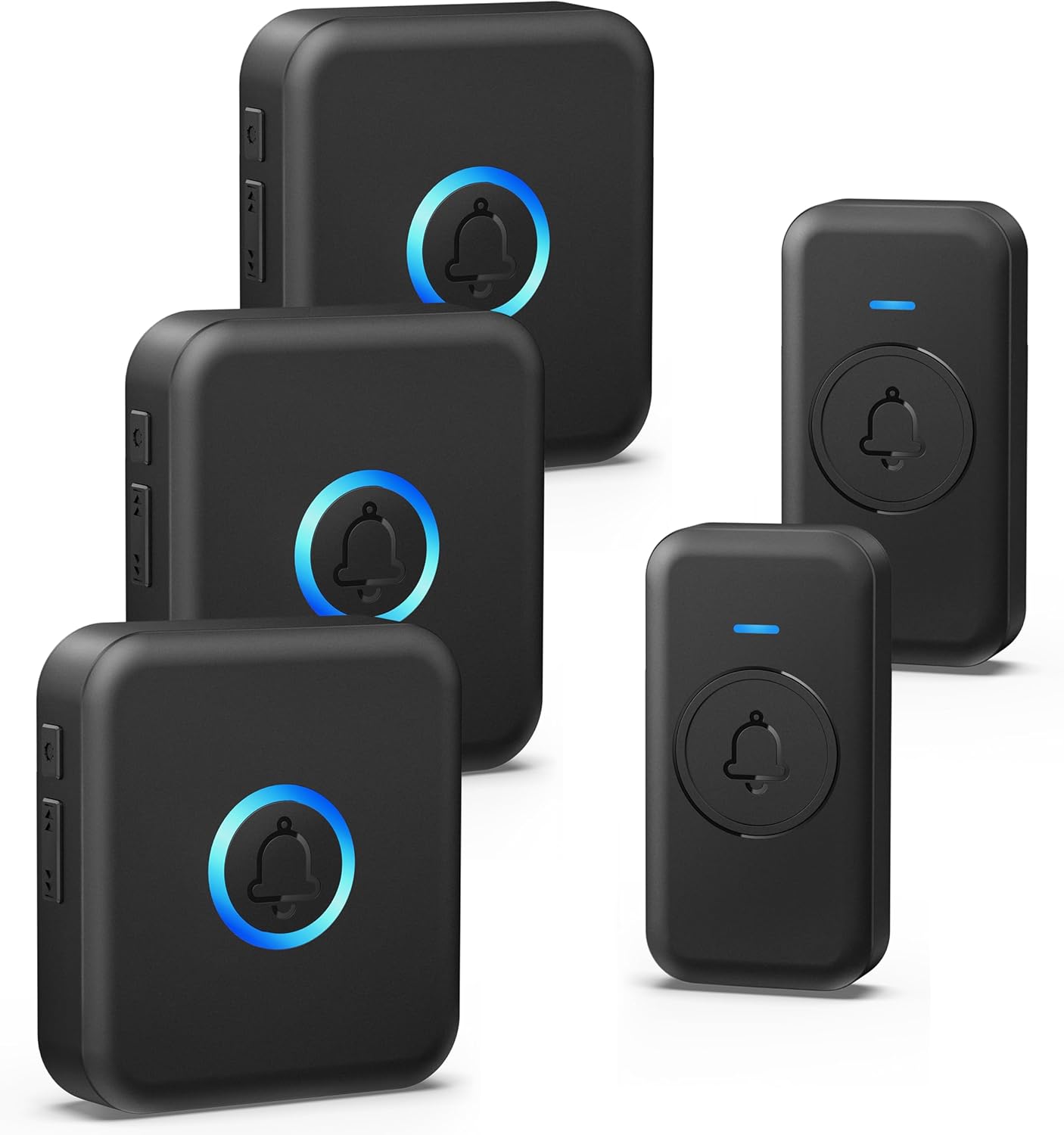 Wireless Doorbell, Easy installation, Door bell Kit with 60 Chimes 5 Levels Volume and 1000ft Range 3 Receivers+2 Waterproof Buttons, Wireless Doorbells for Home, Doorbell Classroom Black Wireless Doorbell, Easy installation, Door bell Kit with 60 Chimes 5 Levels Volume and 1000ft Range 3 Receivers+2 Waterproof Buttons, Wireless Doorbells for Home, Doorbell Classroom Black