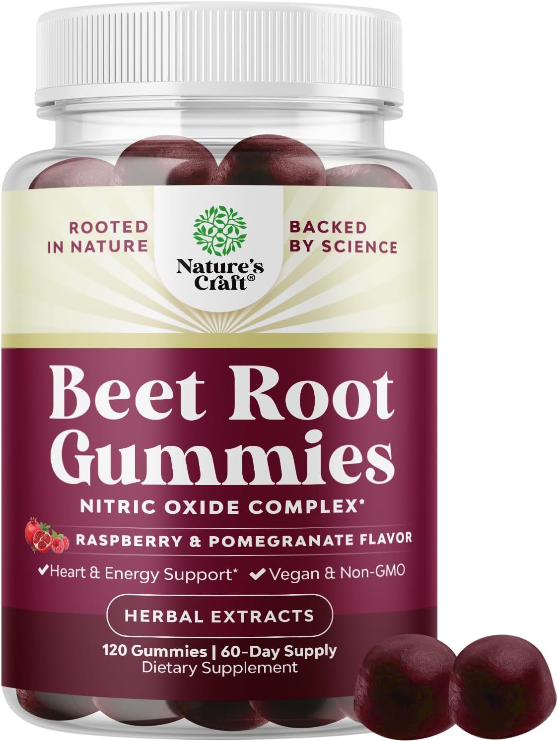 Flow Boosting Beet Root Gummies - Invigorating Beet Gummies for Adults Nitric Oxide Energy & Heart Health Support with Grapeseed Pomegranate & Vitamin B12 - Vegan Non-GMO & Gluten Free - 120 Count