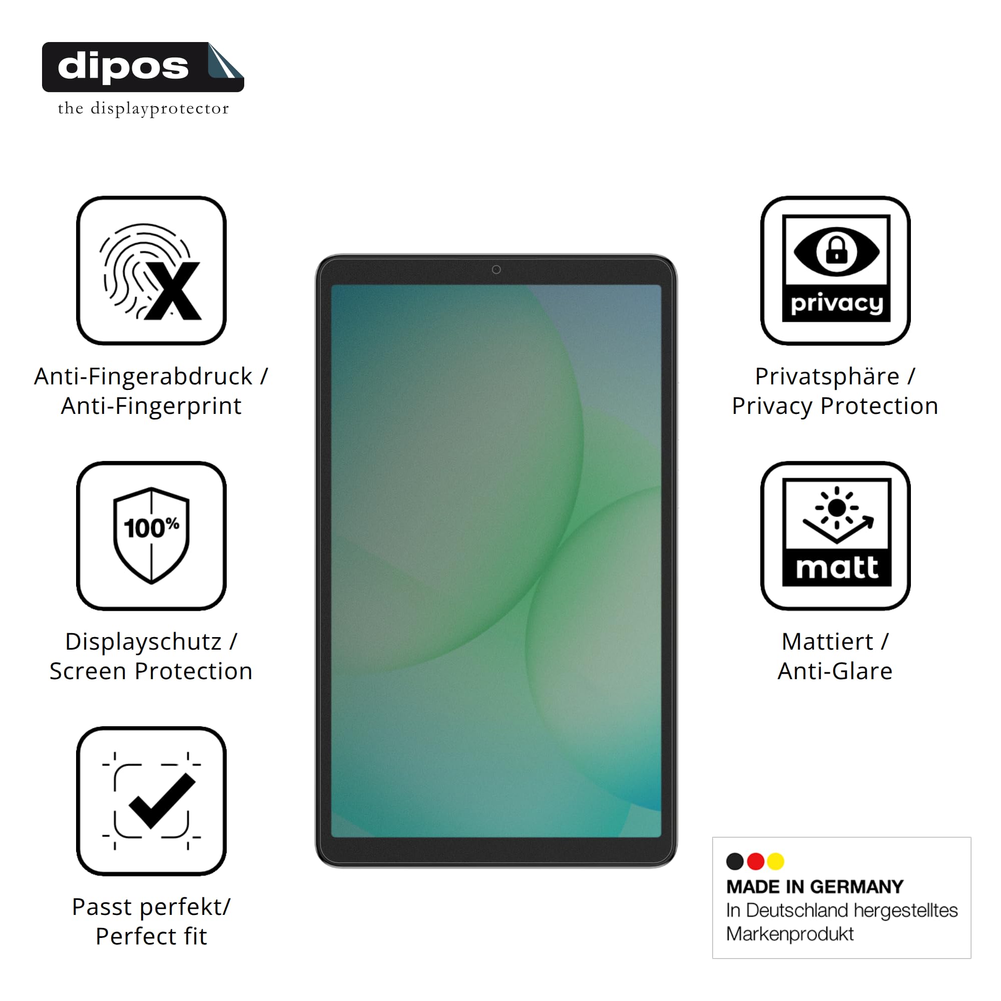 dipos Protection écran anti-espion pour Samsung Galaxy Tab A11 8.7 Zoll