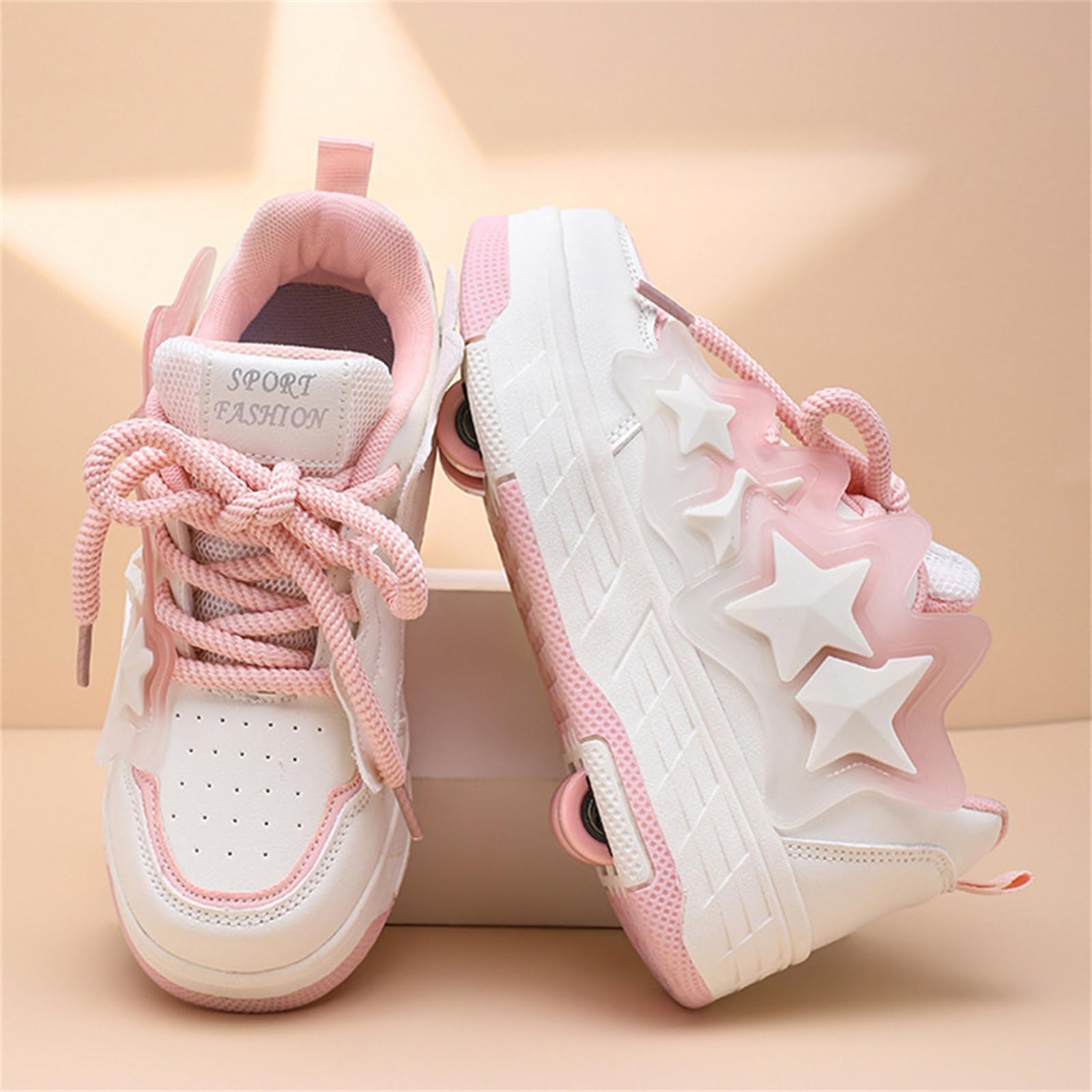 Mateju Sneakers con Rotelle Bambina 4 Rotelle, 2 in 1 Pattini Rimovibili Retrattili Skateboard, Bambino Scarpe Sportive per Adolescenti, Talla 30-40 EU Regalo di Compleanno