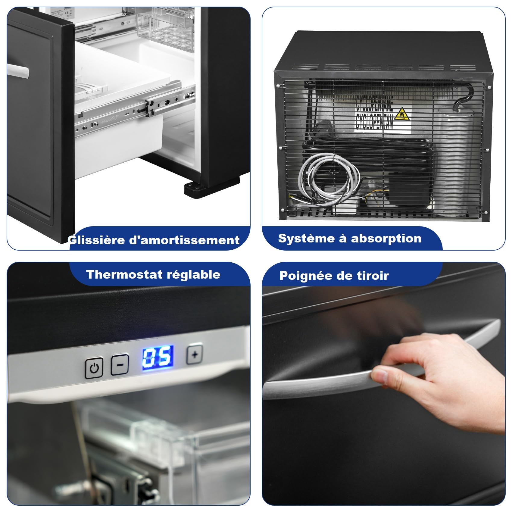 Smad 45L Auto Schubladen Kühlbox 12v 230v, Camping Kühlschrank, 0-15℃, Kühlbox Elektrisch für Auto, LKW, Boot, Reisemobil, Camping und Steckdose, Schwarz