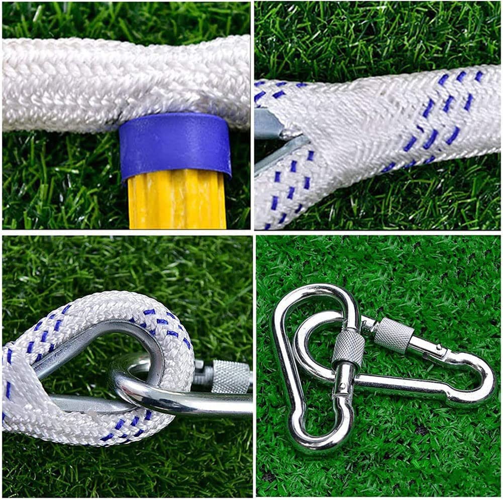 Corde de sécurité Incendie, Échelle de Corde d'évacuation d'urgence en Cas d'incendie avec 2 Crochets, antidérapante et Ignifuge