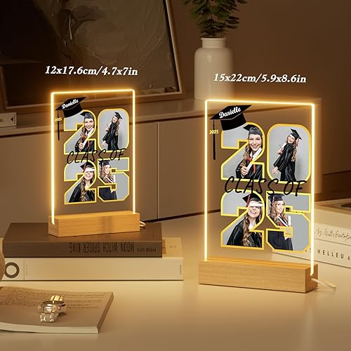 Vista 14 de ALBK Decoraciones de graduación 2025 – Regalos de graduación personalizados, luz nocturna personalizada con nombre de foto, regalos de graduación