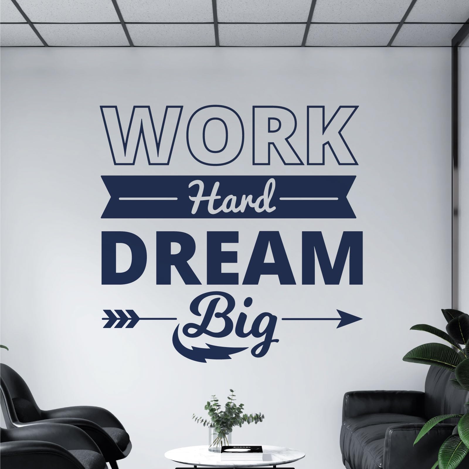 Wandtattoo mit motivierendem Zitat "Work Hard, Dream Big" [XXLarge] [Ultramarine]