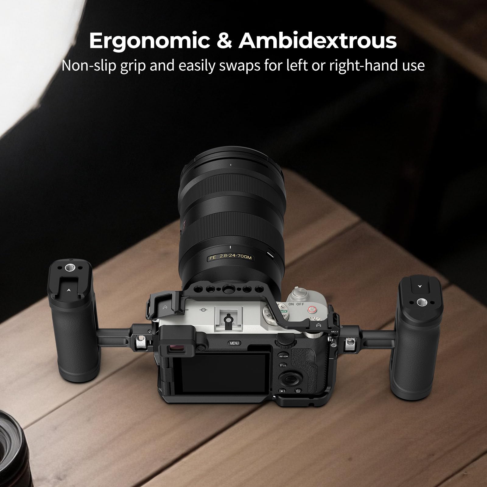 SMALLRIG Mini Poignée Latérale avec vis de Fixation 1/4"-20, Poignée Latérale pour Cage de Caméra Ambidextre, Réglable en Hauteur, avec Griffe Porte-Accessoires Intégrée, Charge Max 10 kg - 5946