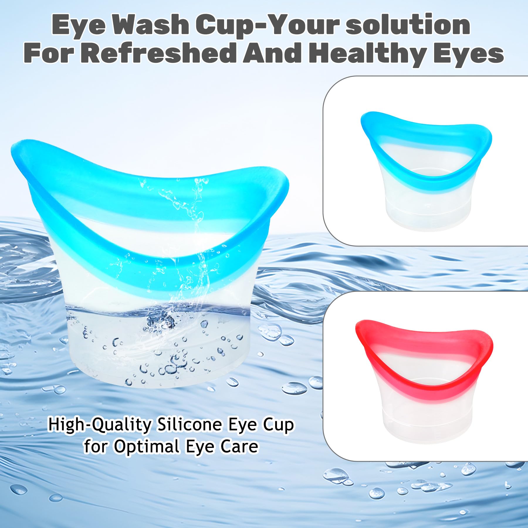 Set 2 Pezzi Occhiere in Silicone per Lavaggio Occhi Riutilizzabile