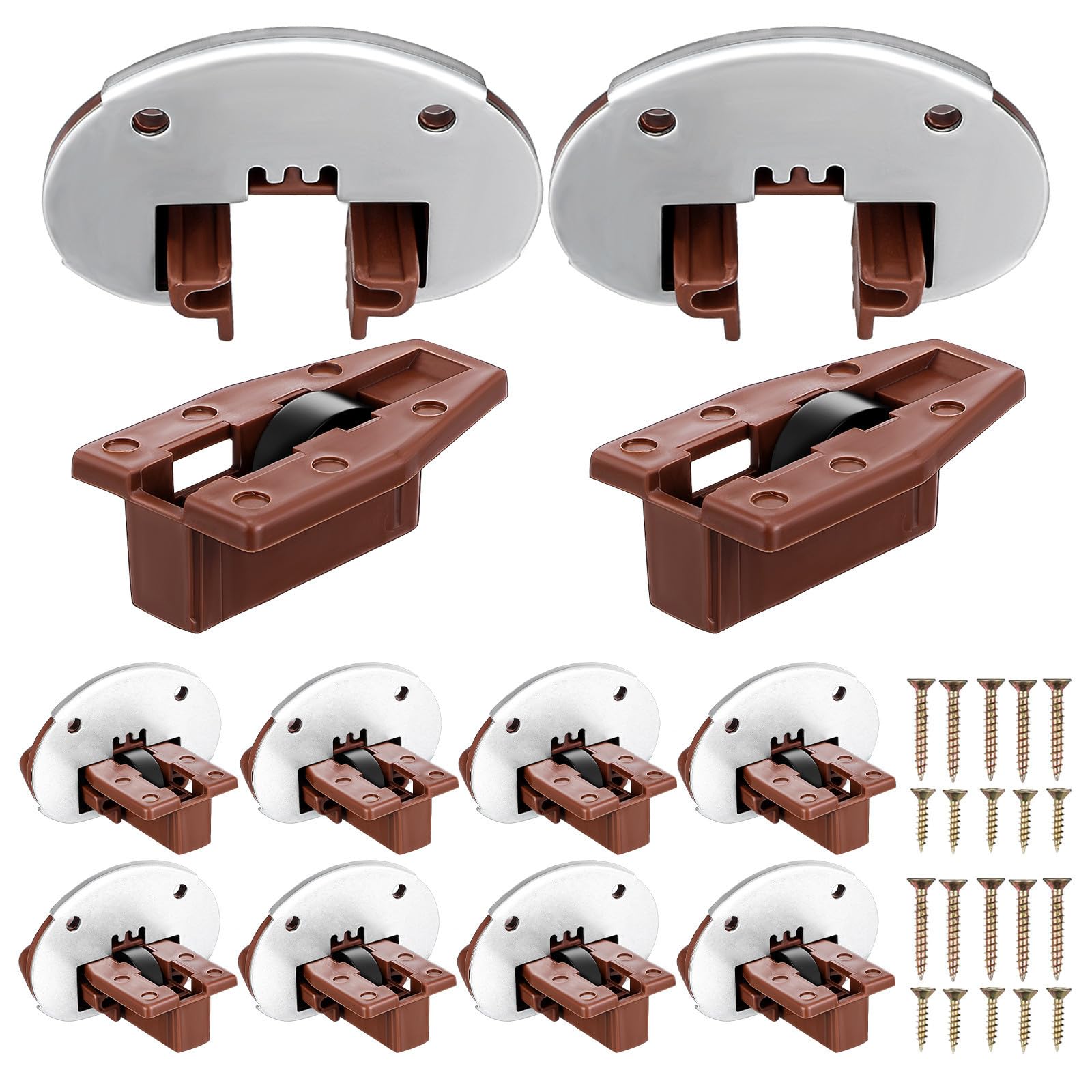 Sewroro 10 Juegos Kit de Reparación de Correderas de Cajón Accesorios de Instalación, Rieles Guía de Plástico y Metal para Muebles y Armarios de Cocina, Suave y Fácil Montaje
