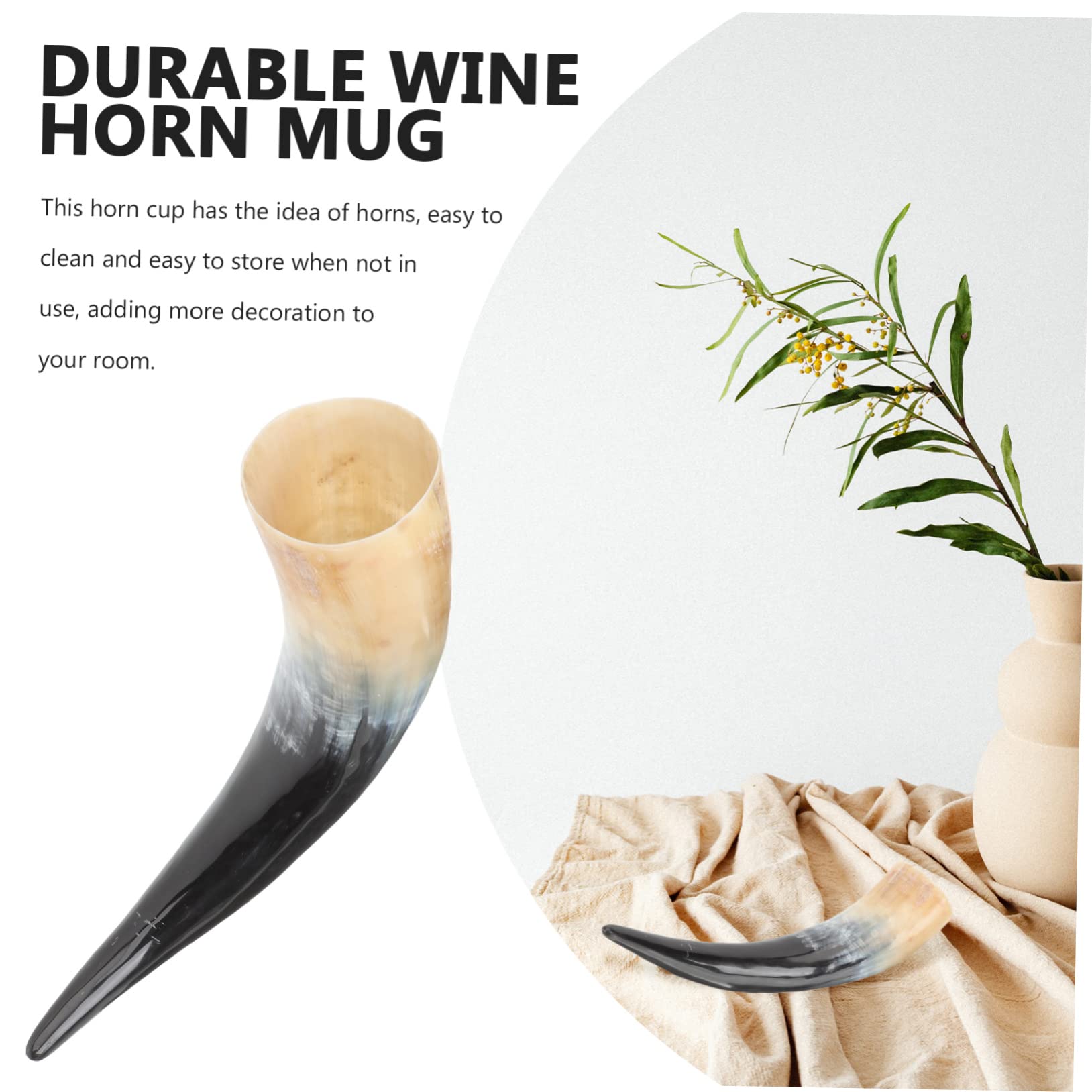 Amosfun Boccale in Corno Vichingo per Bere Vino e Birra, Realizzato a Mano, Facile da Conservare, Decorativo per Amici e Famiglia