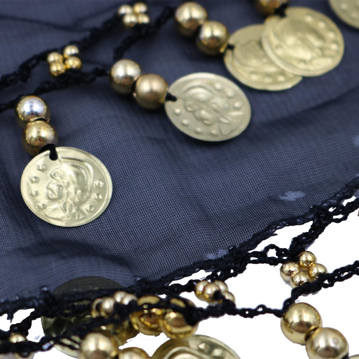 Cinturón de Danza del Vientre para Mujer, Bufanda de Cadera con Monedas, Negro