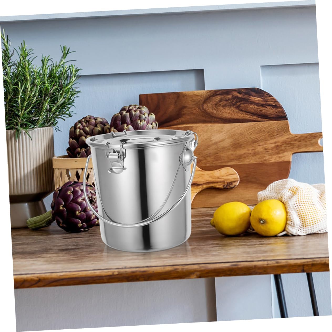 Stainless Steel Sealed Bucket with Handle Portable Airtight Oil and Milk Storage Jug Food-Grade Container for Camping and Transportation