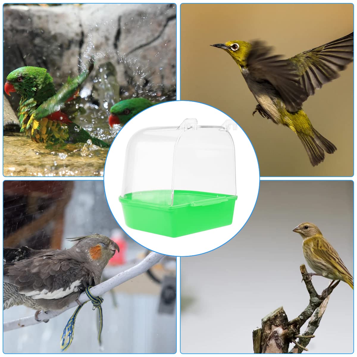 2PCS Baignoire pour Oiseaux,Baignoire Bird Bain D'oiseau Cage Baignoire Oiseaux Baignoire Suspendue avec Crochets Fournitures de Cage à Oiseaux pour Oiseaux Canaries Budgies et Perroquet