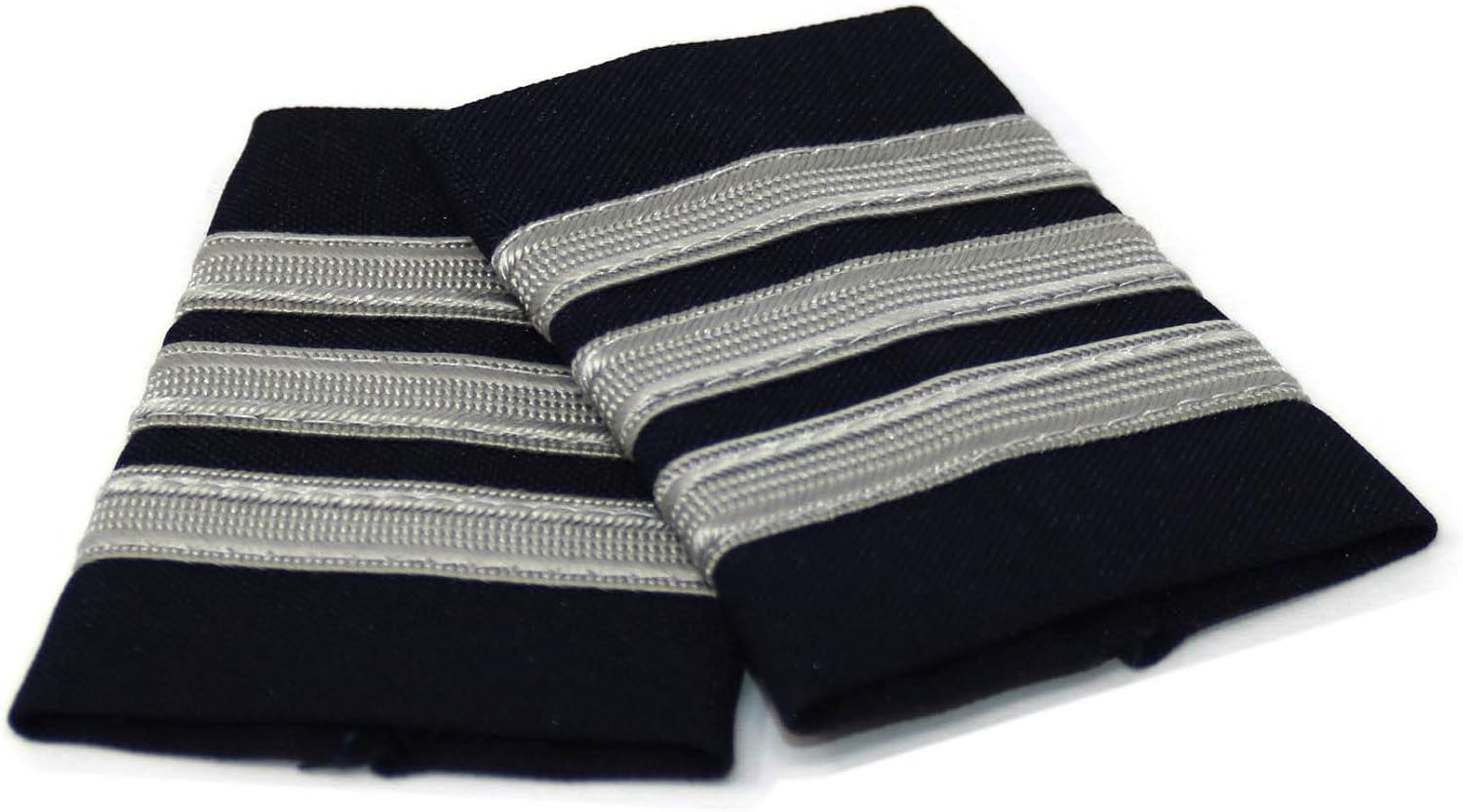 Aero Phoenix Professional Pilot Uniform Epaulets - Three Bars - First Officer - Silver Nylon on Dark Navy