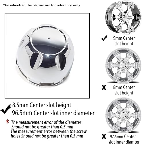 Miniatura 5 de 4 tapas centrales de rueda de 3.976 in (3.98 pulgadas) para Helo Maxx de repuesto de 6 llantas 789K101 X1834147-9SF (cromo, interior de 3.86
