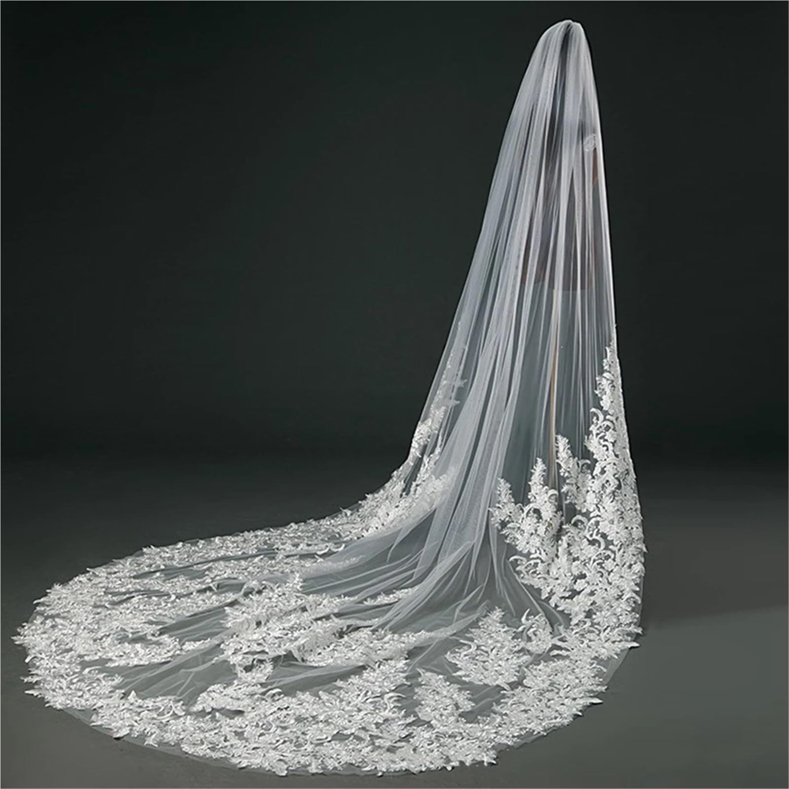 Genérico 3 Meters 1 Layer Appliques Cathedral Wedding Veils Bride Wedding Accessories Velo de Novia Bridal Veils